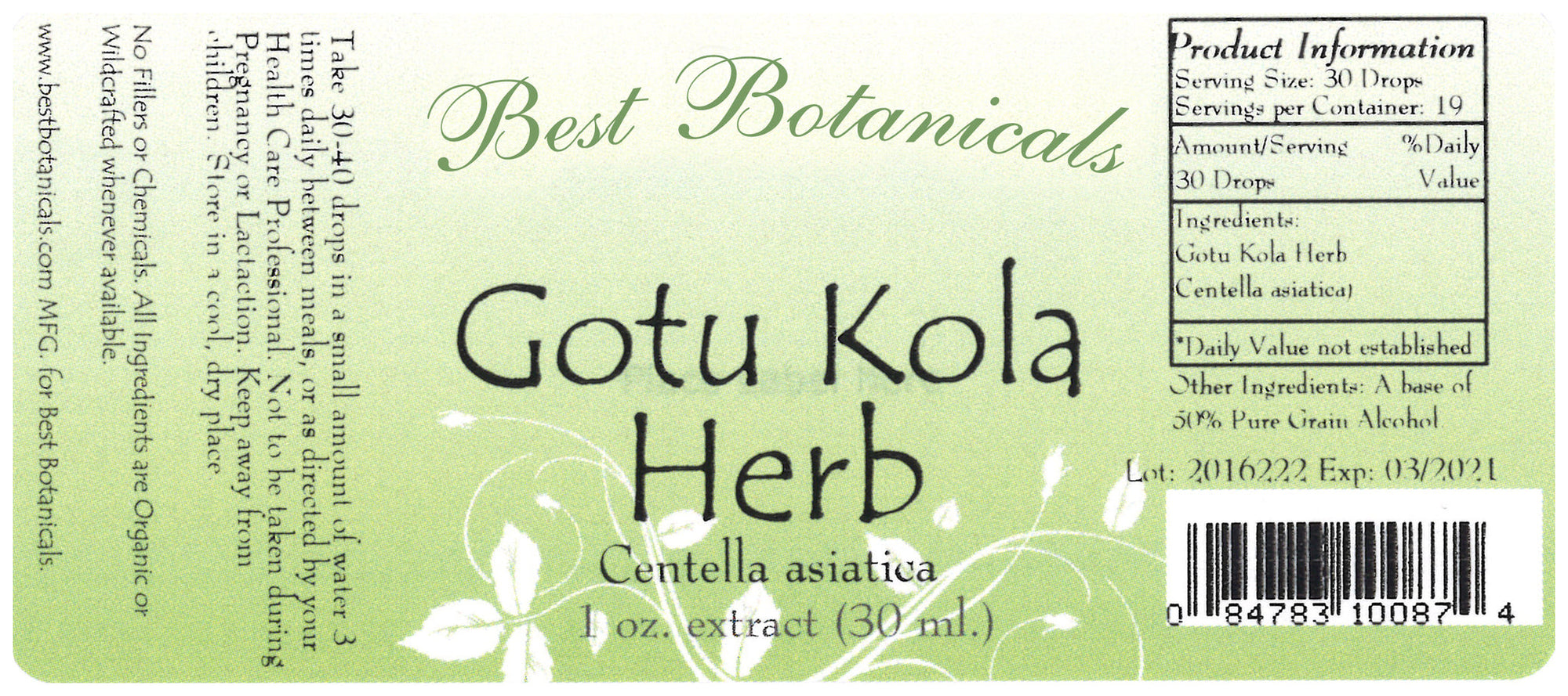 Gotu Kola Alcohol Extract