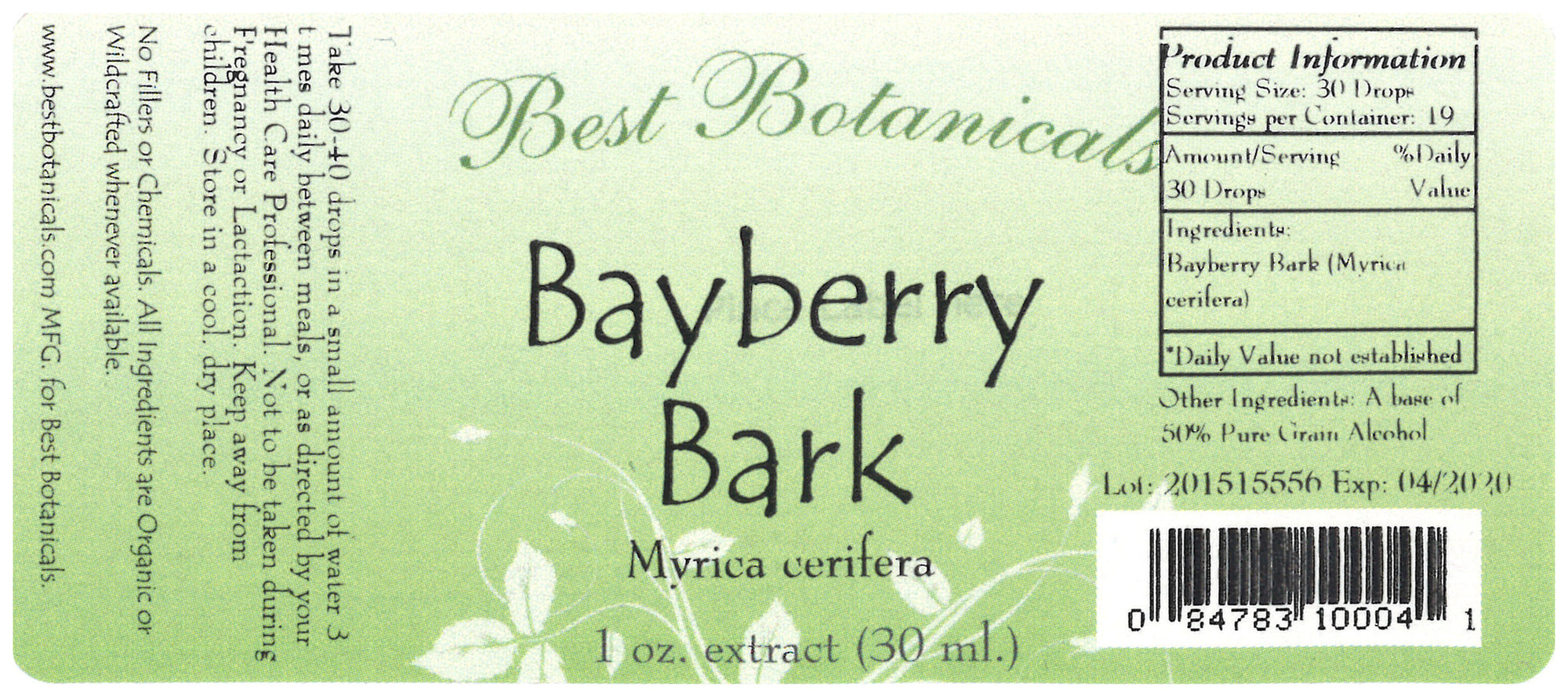 Bayberry Root Bark Alcohol Extract
